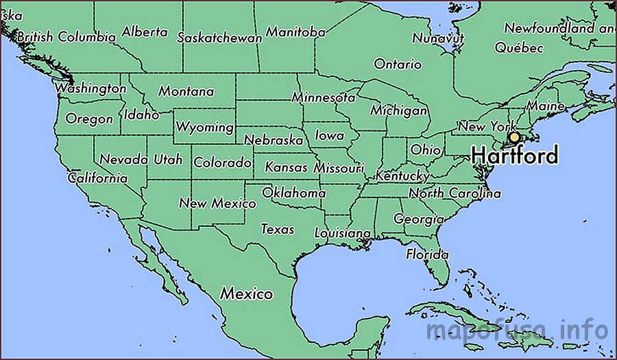 US of Connecticut State Location Map
