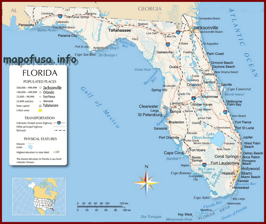 Florida State Location Map of US