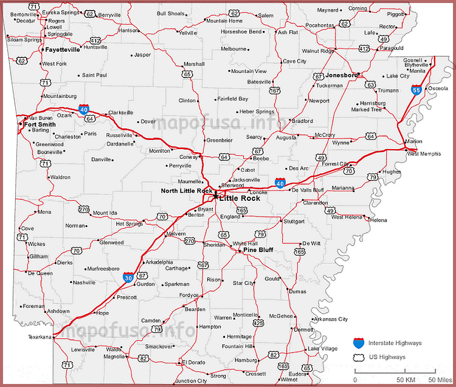 US State and County Maps of Arkansas