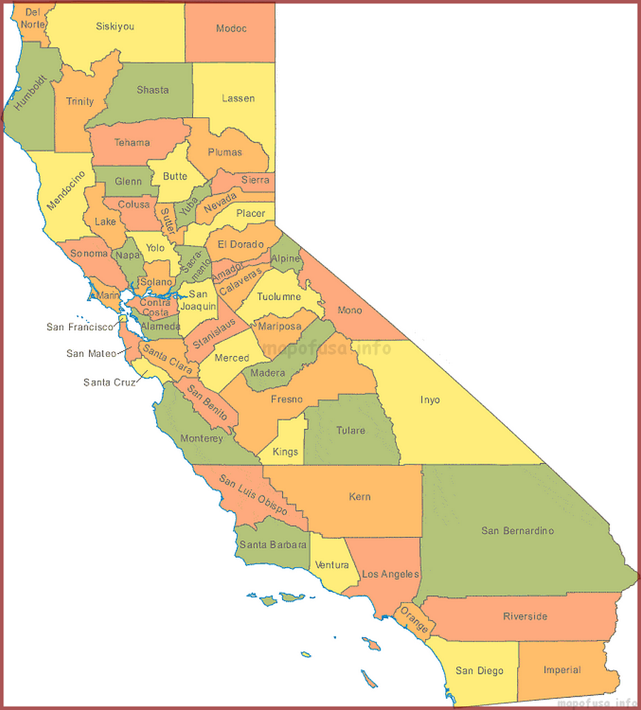 US of California State Location Map