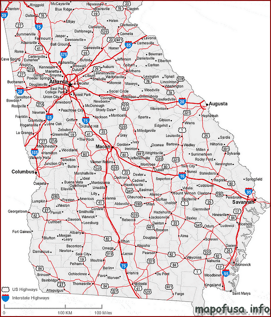Georgia State Location Map of US